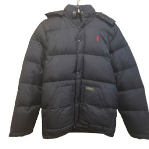 Polo Ralph Lauren Red Pony Dark Blue Boys Quilted Puffer Coat Size 18-20